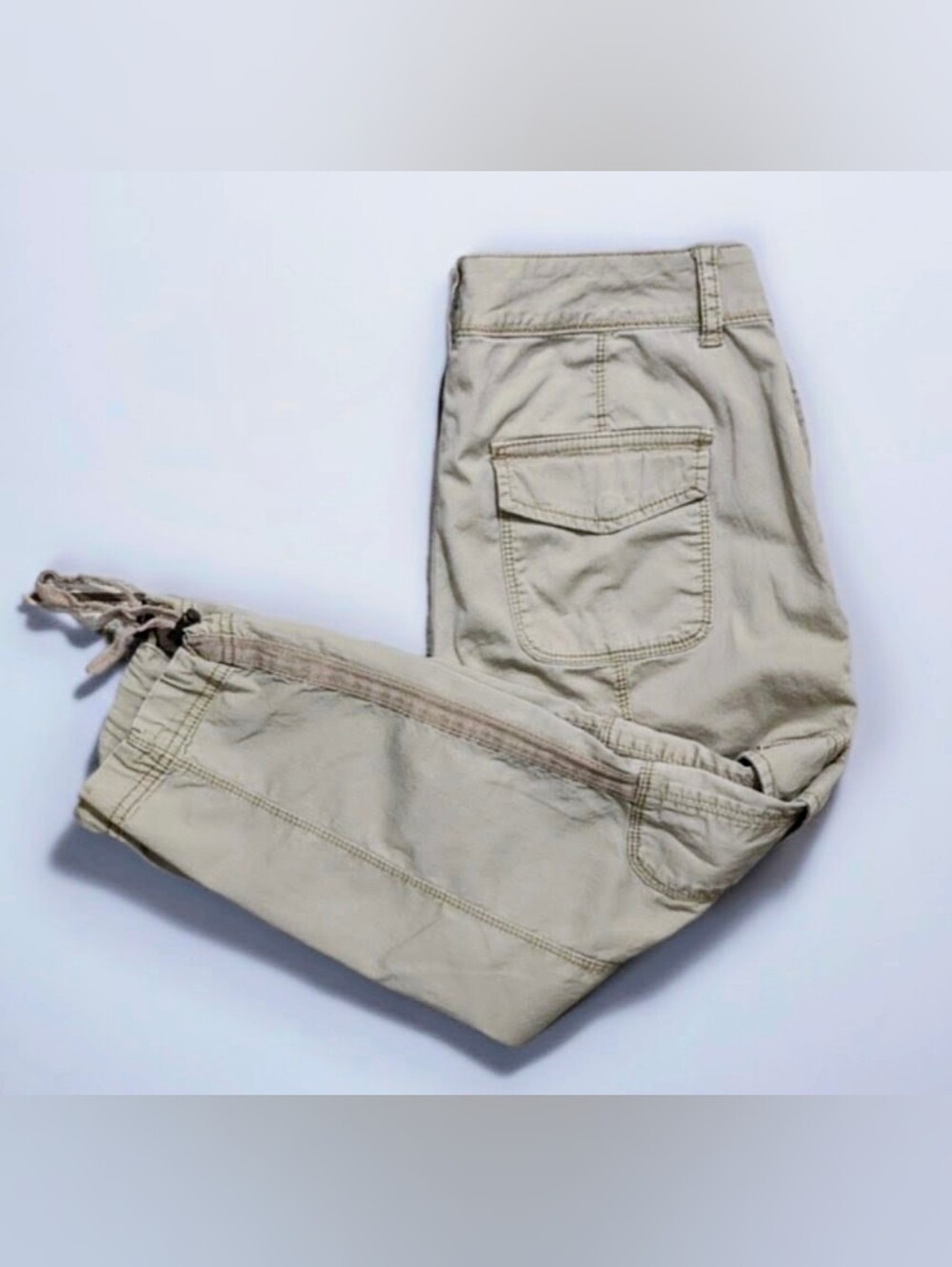 Time and Tru Utility Cargo Capri Pants Size 4 Khaki Cropped
